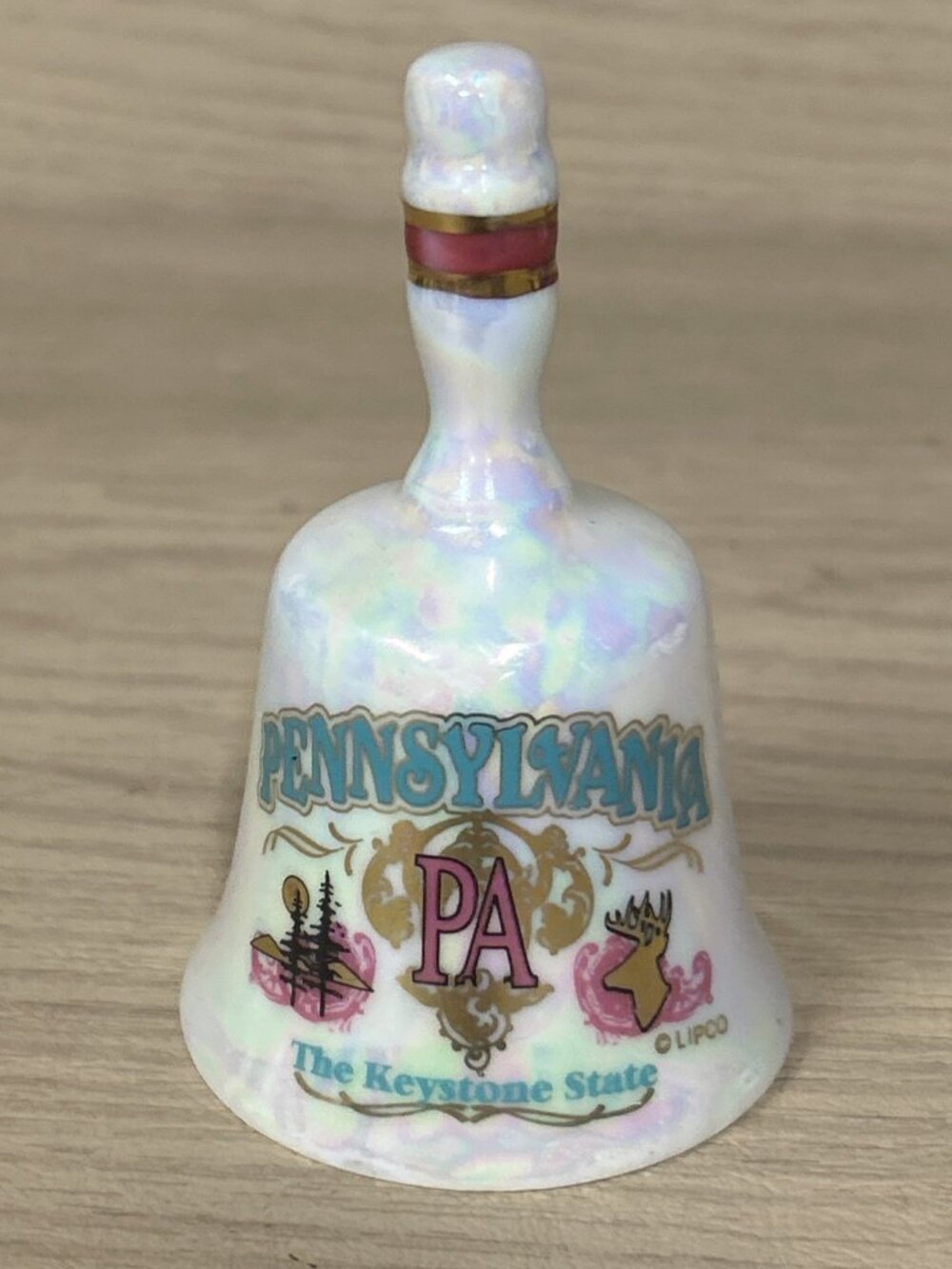 Pennsylvania State Collectible Mini Bell 3.25" Iridescent Keystone State Lipco